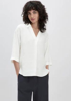 hessnatur Damen Bluse Relaxed aus Leinen - weiß - Größe 42