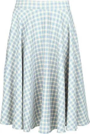 Banned Retro - Rockabilly Rock knielang - Cary Blue Check Skirt - XS bis XL - für Damen - Größe XL - blau/weiß