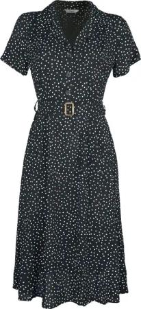 Banned Retro - Rockabilly Kleid knielang - Black Spot Dress - S bis XXL - für Damen - Größe M - schwarz/weiß
