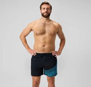 HyperBoom Splice-Badeshorts 40 cm Schwarz/Blau für Herren
