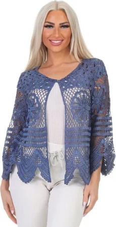 Aurela Damenmode Strickjacke Damen Häkeljacke Sommer Bolero Strickjacke sommerliche Lochstickerei, besonderer Häkellook