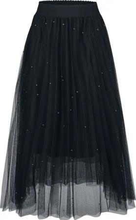 Banned Retro Rock knielang - Sophia Stud Net Skirt - S-M bis M-L - für Damen - Größe S-M - schwarz