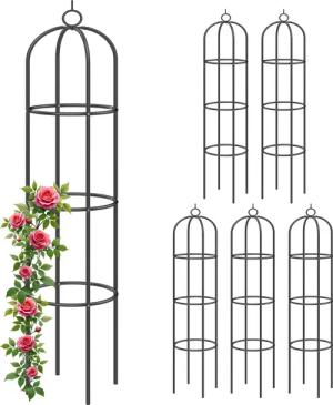 Rosensäule 6er-Set Schwarz 200x40cm