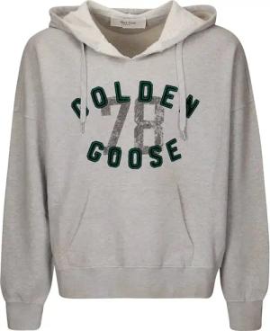Golden Goose - Heather Grey Logo-Print Hoodie - Größe M - grau