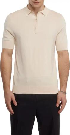 AEDEN - Nicko Knit Polo Summer Sand - Größe S - beige