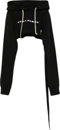 Rick Owens - Felpa Cropped Hoodie Black/milk - Größe S - schwarz