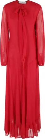 Philosophy Di Lorenzo Serafini - Flared Red Georgette Maxi Dress With V-Neckline - Größe 40 - rot