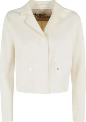 Herno - Cropped Technical Fabric Jacket With Notched Colla - Größe 44 - weiß