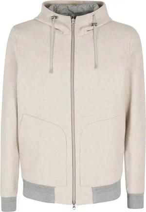L.B.M. - Beige Hooded Zip-Front Jacket With Ribbed Cuffs - Größe 50 - beige