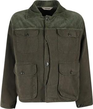Aspesi - Overfit Cotton Jacket With Pointed Corduroy Collar - Größe L - grün