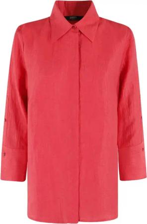 SEVENTY - Crinkle Crinkle Linen Blend Shirt - Größe 42 - rot