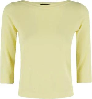 Roberto Collina - Three-Quarter Sleeves Boxy Fit Top With Boat Neckl - Größe L - gelb