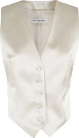 Philosophy Di Lorenzo Serafini - Sleeveless Gilet With Deep V-Neckline - Größe 40 - weiß