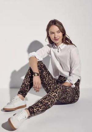 Street One Frauen Leggings mit Leo-Muster in Braun, Gr: 34
