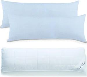 aqua-textil Bettdecke, Kopfkissen + Topper Seitenschläferkissen Set mit Bezug 40x145cm aquablau