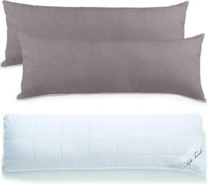 aqua-textil Bettdecke, Kopfkissen + Topper Seitenschläferkissen Set mit Bezug 40x145cm dunkelgrau