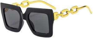 YRIIOMO Sonnenbrille Eine Sonnenbrille mit eckigem Gestell gepaart mit Kettenbeinen lässt d (Eine Sonnenbrille mit eckigem Gestell gepaart mit Kettenbeinen lässt, das Gesicht schlanker erscheinen)
