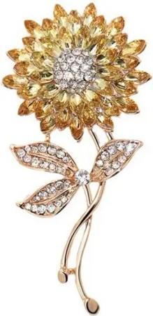 YRIIOMO Brosche Elegante Sonnenblumen Brosche mit funkelnden Kunstdiamanten –, Perfektes Accessoire für stilvolle und vielseitige Outfits