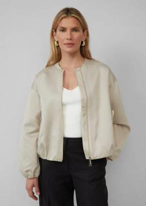 s.Oliver BLACK LABEL Funktionsjacke Satinierter Oversize-Blouson mit elastischem Saum