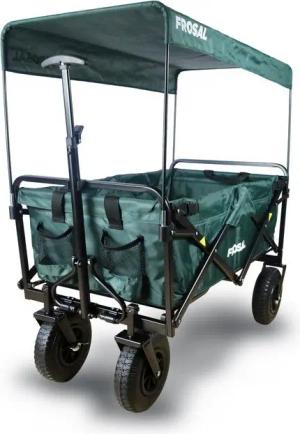Frosal Bollerwagen Nick grün faltbar mit Luftreifen Bremse & Dach, faltbar grün