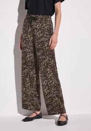 Street One Frauen Wide Leg Leo-Hose in Braun, Gr: 36