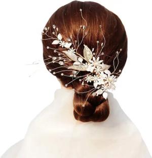 YRIIOMO Diadem Eleganter Haarclip mit synthetischen Perlen und funkelnden (Strasssteinen – Perfektes Accessoire für Hochzeiten, Abendveranstaltungen und stilvolle Outfits)