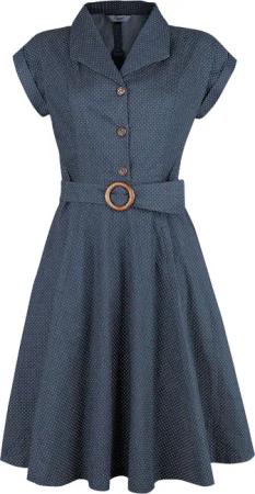 Banned Retro - Rockabilly Kleid knielang - Spot Perfection Fit & Flare Dress - XS bis 4XL - für Damen - Größe M - navy