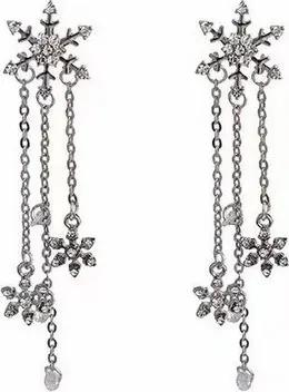 YRIIOMO Paar Ohrhänger Elegante lange Ohrringe mit Fransen und Schneeflocken Design –, Perfektes Accessoire für festliche Anlässe und stilvolle Outfits