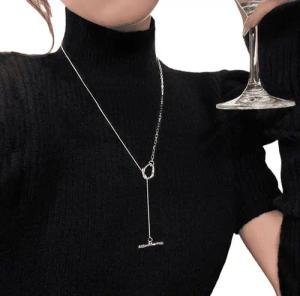 YRIIOMO Lange Kette Elegante Damen Halskette mit geometrischem Design und (Schlangenkettengliederung – Perfekt für stilvolle Outfits in jeder, Jahreszeit)