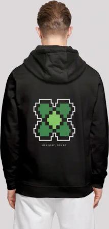 F4NT4STIC Kapuzenpullover "Silvester Happy New Year Pixel Kleeblatt", Print