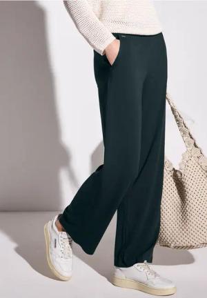 Street One Frauen Wide Leg Jersey-Hose in Grün, Gr: 32