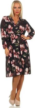 Mississhop Partykleid Wickelkleid Blumenprint Kleid Chiffonkleid 340, Kurzgröße 34-36