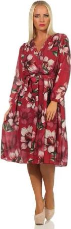 Mississhop Partykleid Wickelkleid Blumenprint Kleid Chiffonkleid 340, Kurzgröße 34-36