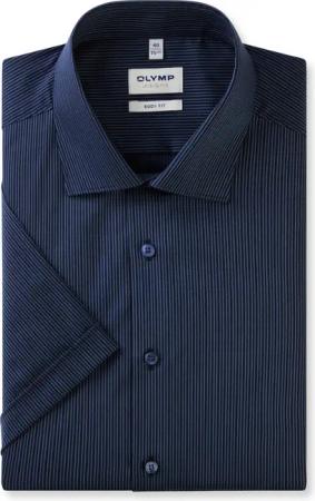 OLYMP Level Five, Business Hemd, body fit, Blau, Streifen, Kurzarm, Kent, 38