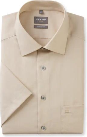OLYMP Luxor, bügelfreies Business Hemd, comfort fit, Braun, Kurzarm, Kent, 42