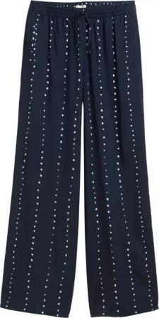 TOM TAILOR Damen Loose Wide Leg Palazzo Hose, blau, Gemustert, Gr. 40/32
