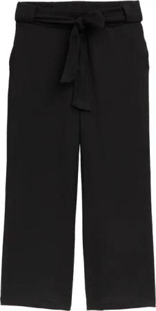 TOM TAILOR DENIM Damen High Waist Culotte Hose mit Bindegürtel, schwarz, Uni, Gr. S
