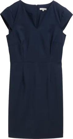 TOM TAILOR Damen Etuikleid mit Schlitz, blau, Uni, Gr. 40