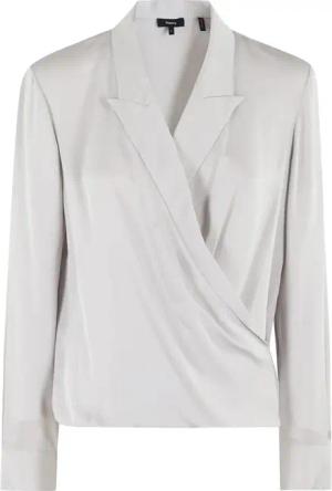 Theory - Lapel Wrap Blouse - Größe S - grau