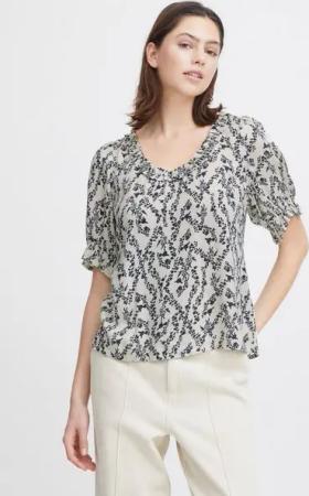 Atelier Rêve Kurzarmbluse IROMINE SS feminine Bluse mit Rüschen