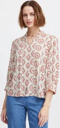 Atelier Rêve Longsleeve IRSEEMA SH verspielte Bluse mit Bordüren
