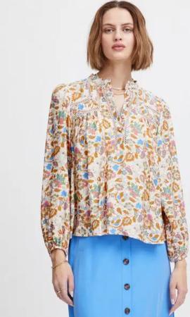 Atelier Rêve Langarmbluse IRAVRIL LS florale Bluse mit Bordüre