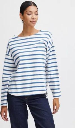 b.young Longsleeve BYRAMSI überschnittener Pulli mit Kontraststreifen