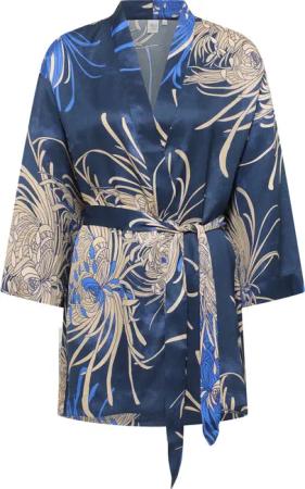 Blusenjacke in azurblau bedruckt