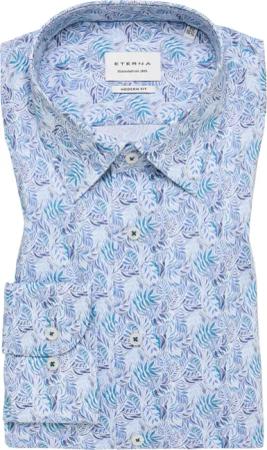 MODERN FIT Hemd in blau bedruckt