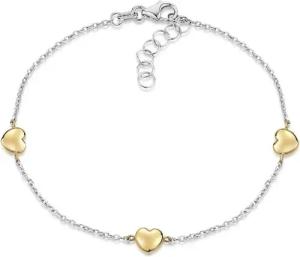 Materia Goldarmband Herzen Bicolor Gelbgold Weißgold GA-18, 357 Gelbgold, 357 Weißgold