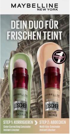 MAYBELLINE NEW YORK Schmink-Set Set: Instant Anti-Age Effekt Löscher Concealer grün + 01