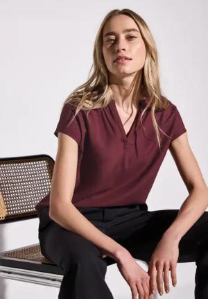 Street One Frauen Bluse in Unifarbe in Rot, Gr: 44