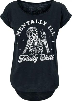 Goodie Two Sleeves T-Shirt - Mentally Ill But Totally Chill - S bis XXL - für Damen - Größe M - schwarz
