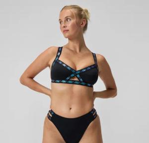 FLU3NTE Logo Elastisches Bikinioberteil Schwarz für Damen